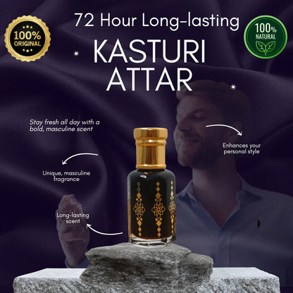 Original Kasturi Attar | 72 Hours Longest Lasting Attar | Pack of 2 | 15ML + 15ML